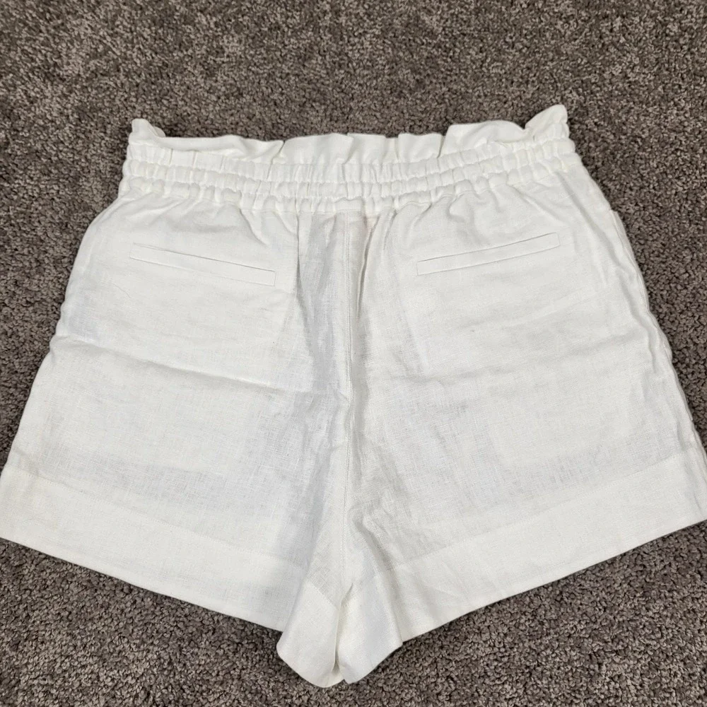Tory Burch Shorts Women M White Excellent Linen Paperbag Waist 82136